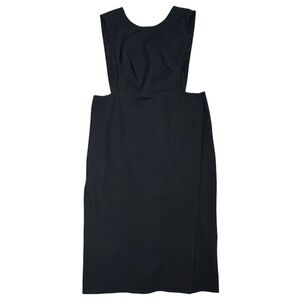 Lewit Black Pinstriped Sleeveless Cutout Sides Dress